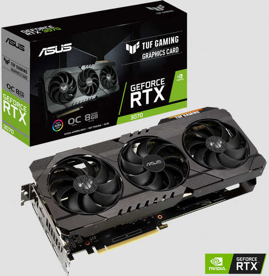 ASUS TUF-RTX3070-O8G-GAMING TUF Gaming GeForce RTX 3070 8GB GDDR6 256-bit, GPU Boost Clock up to 1845 MHz